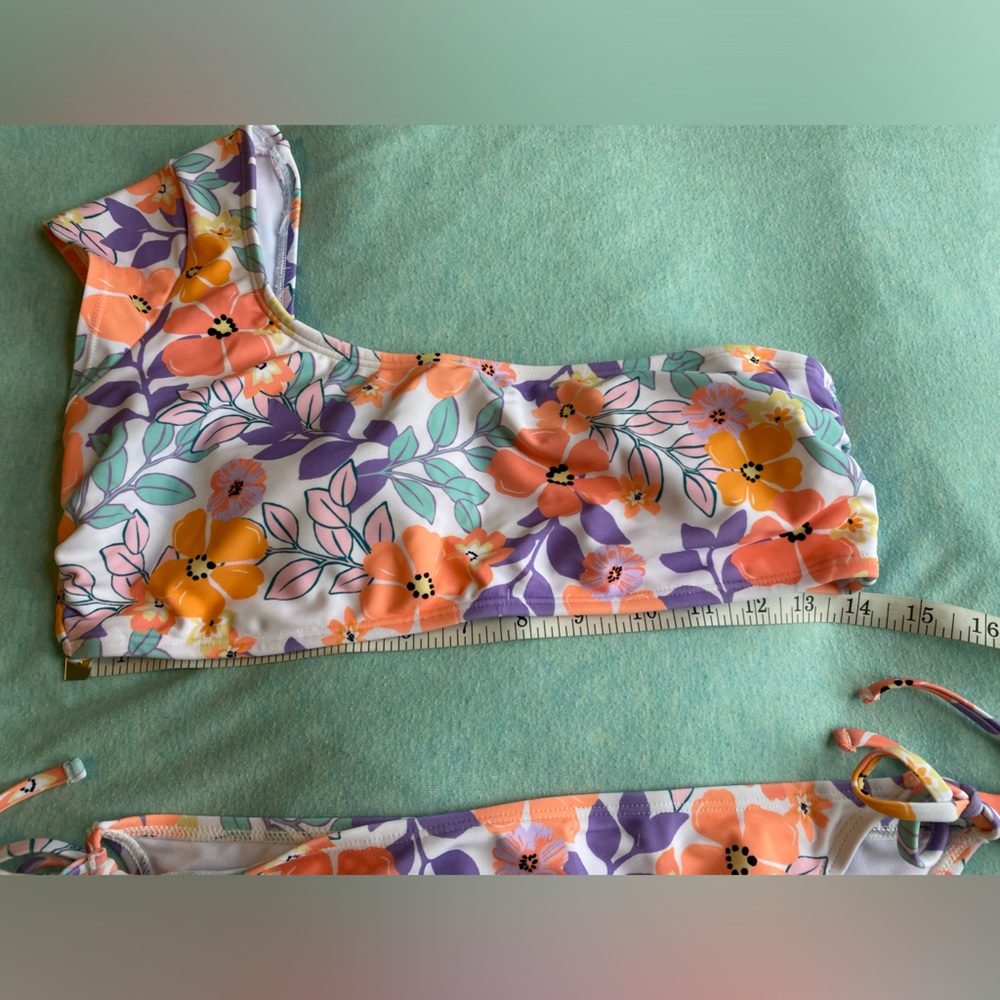 NWOT, Floral One-Shoulder Bikini Set - Picture 3 of 5